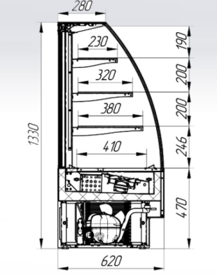 Витрина нейтральная CRYSPI ADAGIO N 1300